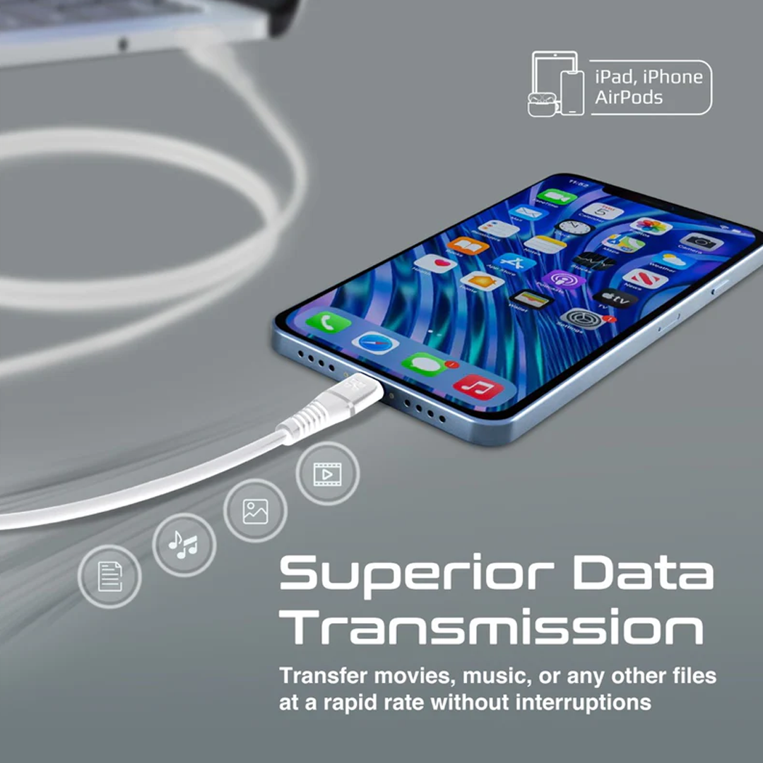 Promate High Tensile Strength Data Sync & Charge Cable with Lightning Connector MFI Certified 1.2 Meter Cable Length in Qatar Promate High Tensile Strength Data Sync & Charge Cable with Lightning Connector MFI Certified 1.2 Meter Cable Length in Qatar